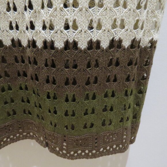 DOLLS KILL DELIA'S Striped Stunner Crochet Knit Cardigan Khaki Punk Goth NWT - Picture 14 of 15